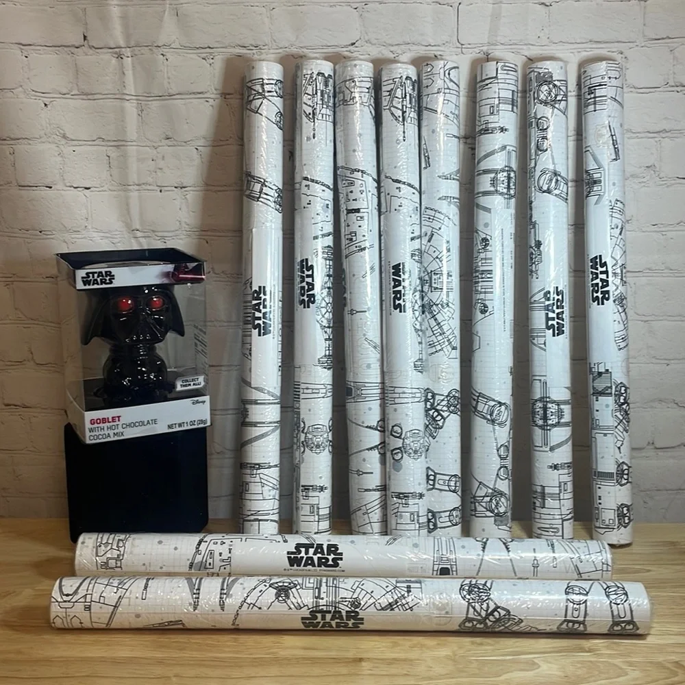 Star Wars Blueprint (white and black) Toile Vinyl Peel & Stick Wallpaper Rolls.